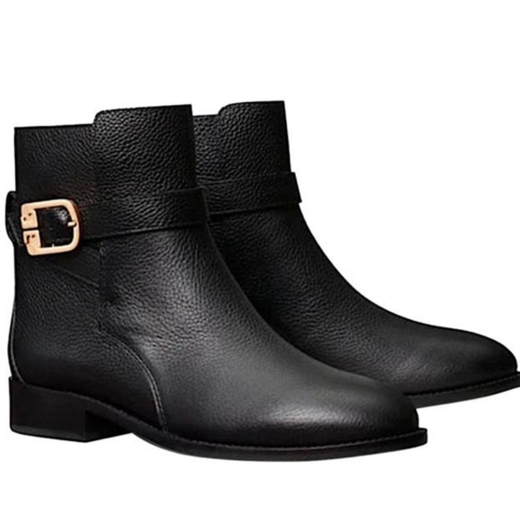 Tory Burch Shoes - Tory Burch Brooke Black Leather Ankle Bootie